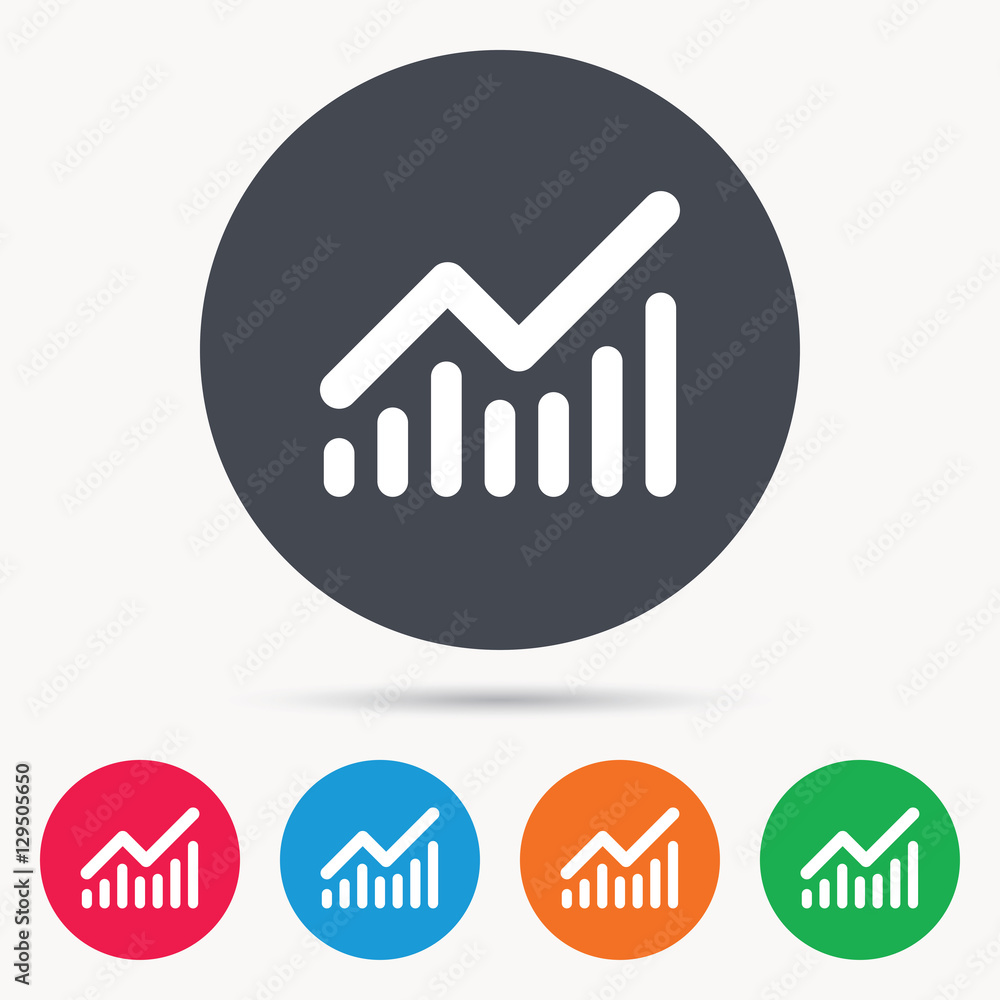 Poster graph icon. business analytics chart symbol. colored circle buttons with flat web icon. vector