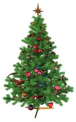Christmas tree with ornaments 3D Illustration