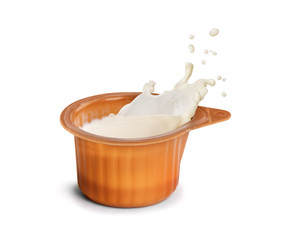 cream milk for coffee cup on white background
