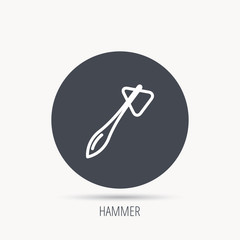 Reflex hammer icon. Doctor medical equipment sign. Nervous therapy tool symbol. Round web button with flat icon. Vector