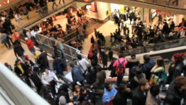 Shopping Mall Crowded With People  