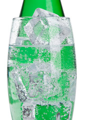 Bottle and glass with healthy sparkling  water
