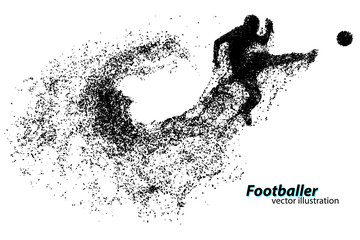 Fototapeta na wymiar silhouette of a football player from particles