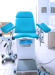 Gynecological room with chair and equipment