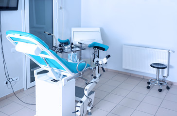 Gynecological room with chair and equipment