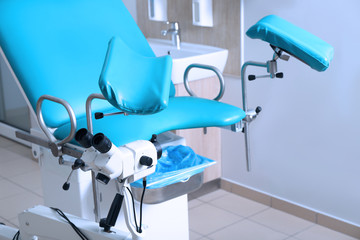 Gynecological room with chair and equipment