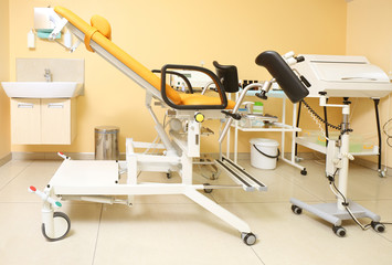 Gynecological room with chair and equipment