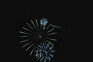 Shiny natural fireworks on dark sky like bike wheel