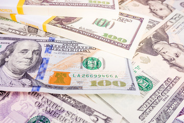 Background with money american dollar bills. Cash dollars