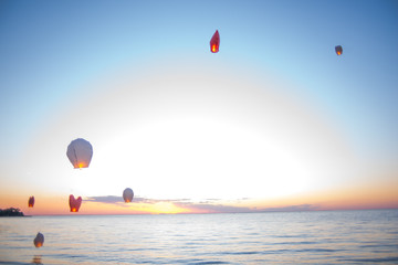Paper Lantern Over Water