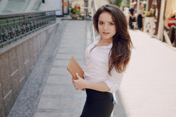 business woman enjoys gadgets