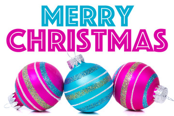 Christmas Ornaments on white background with 