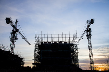 Construction site in the evening