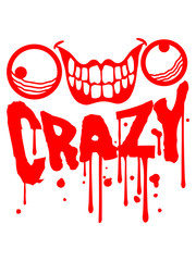 Face comic cartoon killer blood color drop horror halloween text font design cool crazy crazy confused stupid silly comical