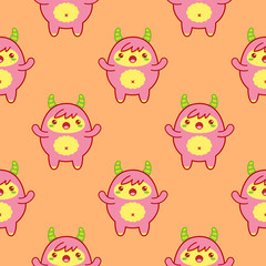 Seamless pattern with cute yeti. Vector illustration
