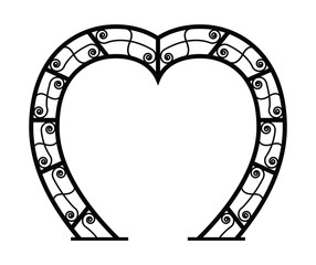 Wedding arch of white heart silhouette on white background. vect