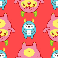 Seamless pattern with cute yeti. Vector illustration