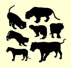 Panther, puma, and tiger animal silhouette. Good use for symbol, logo, web icon, mascot, sign, sticker, or any design you want.