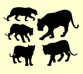 Puma, panther, and tiger animal silhouette. Good use for symbol, logo, web icon, mascot, sign, sticker, or any design you want.