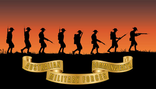 Anzac Day, Australian soldiers of World War 1 marching
