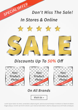 Banner Sale vector illustration. Creative banner Sale Discounts Up To 50% Off layout for m-commerce, mobile promotions, retail sale materials, coupons, advertising.