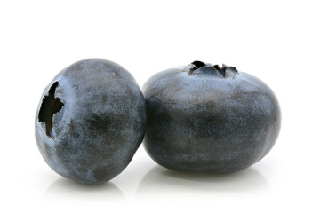 Close-up of fresh blueberry on white