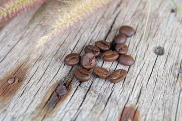 Coffee on grunge wooden background