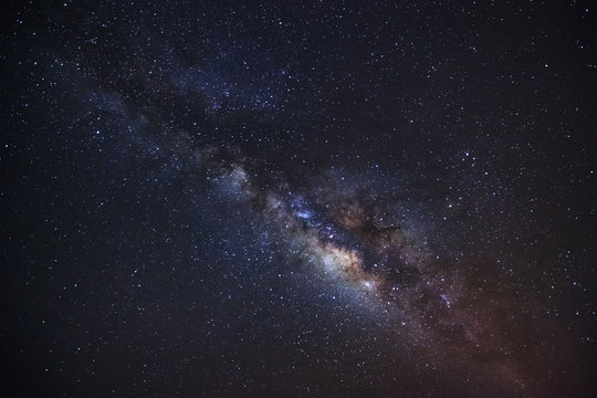 Milky Way Galaxy, Long exposure photograph, with grain