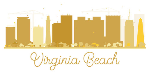 Virginia Beach City skyline golden silhouette.