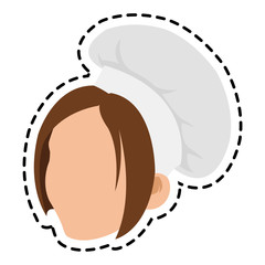 Female chef head icon. Worker occupation profession and restaurant theme. Isolated design. Vector illustration