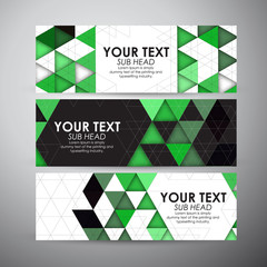 Abstract green geometric strip pattern background. Vector banners set background. 