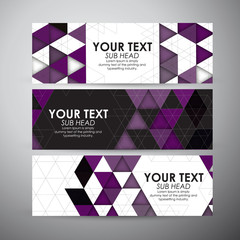 Abstract purple geometric strip pattern background. Vector banners set background. 