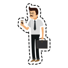 Man cartoon with coffee icon. Drink breakfast beverage and restaurant theme. Isolated design. Vector illustration