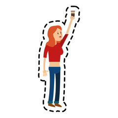 Girl cartoon with coffee icon. Drink breakfast beverage and restaurant theme. Isolated design. Vector illustration