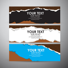 Abstract Torn Paper with space background. Vector banners set background. 