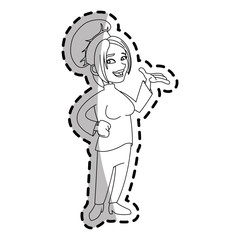 Female chef cartoon icon. Worker occupation profession and restaurant theme. Isolated design. Vector illustration
