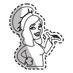 Female chef cartoon icon. Worker occupation profession and restaurant theme. Isolated design. Vector illustration