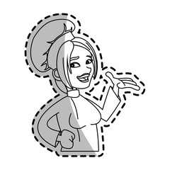 Female chef cartoon icon. Worker occupation profession and restaurant theme. Isolated design. Vector illustration