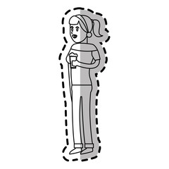 Girl cartoon with coffee icon. Drink breakfast beverage and restaurant theme. Isolated design. Vector illustration