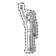 Girl cartoon with coffee icon. Drink breakfast beverage and restaurant theme. Isolated design. Vector illustration