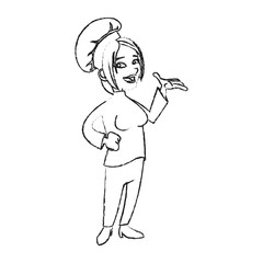 Female chef cartoon icon. Worker occupation profession and restaurant theme. Isolated design. Vector illustration