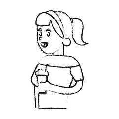 Girl cartoon with coffee icon. Drink breakfast beverage and restaurant theme. Isolated design. Vector illustration