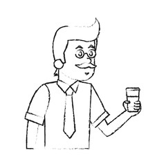 Man cartoon with coffee icon. Drink breakfast beverage and restaurant theme. Isolated design. Vector illustration