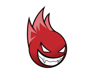 smiling demon fireball mascot logo