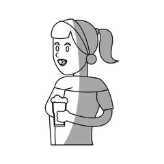 Girl cartoon with coffee icon. Drink breakfast beverage and restaurant theme. Isolated design. Vector illustration