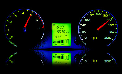 The dashboard of the car close-up