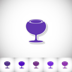 Wineglass. Flat sticker with shadow on white background