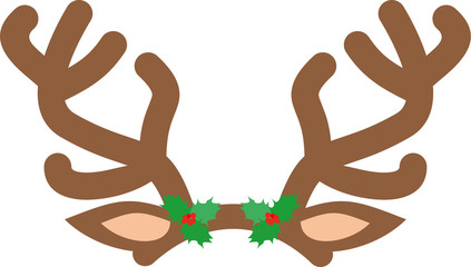 Antlers of a reindeer on white background. Flat illustration