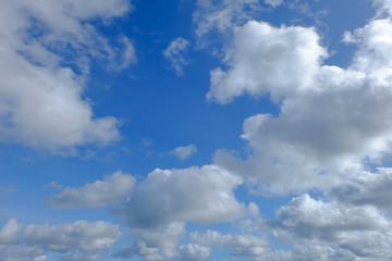 Naklejka na ściany i meble blue sky background with tiny clouds. natural photo background