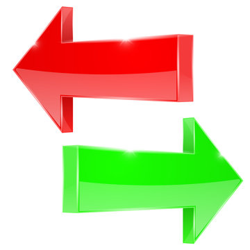 Red and green arrows. Web 3d icon